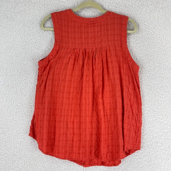 Maeve Orange‎ Button-Up Textured Tank Top Womens V-Neck Sleeveless Size 12 - Picture 9 of 9